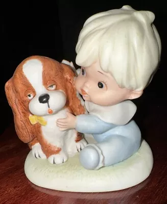 Homco #1424 Baby Boy With Brown Dog Figurine 3.5 Inches Tall • $13