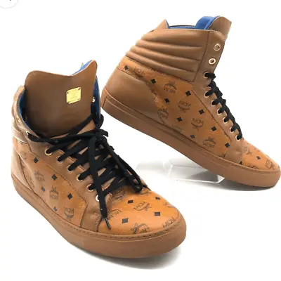 MCM Visetos High Top Sneakers In Honey • $350