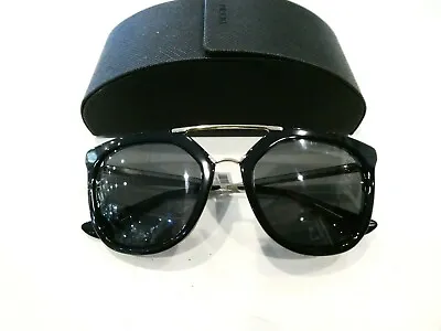 $279 • Buy Good Condition -  PRADA CINEMA Solid Black Sunglasses SPR 13Q ROK4M1 PR