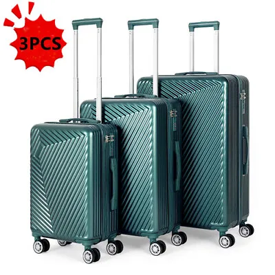 3 Piece Luggage Set Suitcase Spinner Hardshell Lightweight W/ TSA Lock 20 24 28  • $82.90