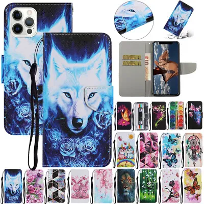 $14.89 • Buy For IPhone 12 13 14 15 Pro Max Patterned Magnet Leather Wallet Stand Case Cover