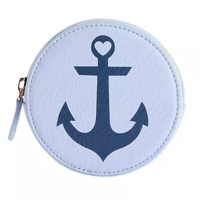 LC Lauren Conrad Anchor Coin Pouch Keyring Blue Nautical NEW • $19