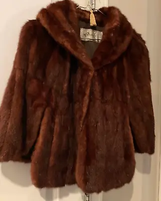 Vintage Womens Genuine Reddish Brown Mink Shawl Fur Cape Medium-large Pretty! • $39.99