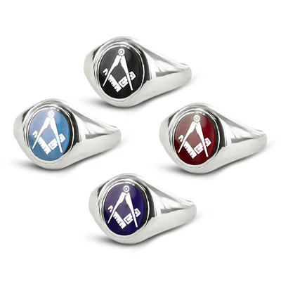 £124.04 • Buy Craft Square And Compass Masonic Ring Hallmarked 925 Silver Black, Red And Blue