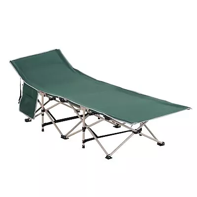 Single Portable Outdoor Military Sleeping Bed Camping Cot Green Outsunny • £32.99