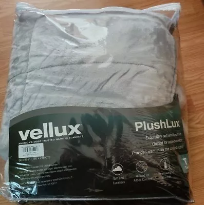 Vellux  Light Gray Plush Blanket • $30