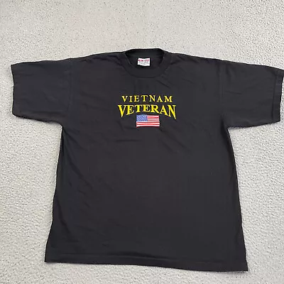 VINTAGE Vietnam Veteran Shirt Mens XL Black Bayside Made In USA Short Sleeve • $15.30