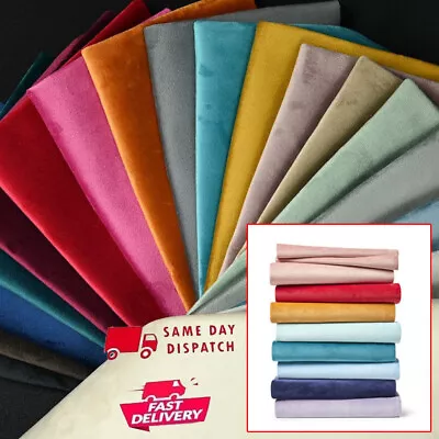 Premium Soft Plain Plush Velvet Fabric Ideal For Upholstery Crafts Sofas Bed • £9.49