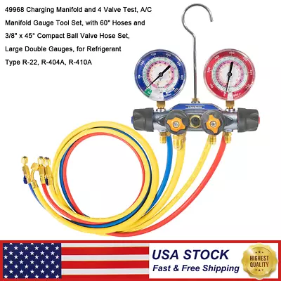 For Yellow Jacket 49968 4-Valve Test And Charging Manifold Gauges R-22/404A/410A • $257.95