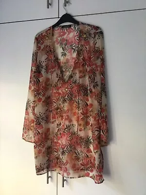 £3.20 • Buy Ladies Beach Kaftan Cover Up Floral Chiffon Size 12/14