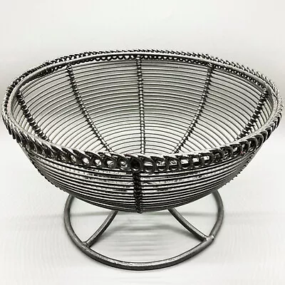 Handmade Round Footed Metal Wire Bowl Basket 8  Diameter Fruit Eggs • $10.39
