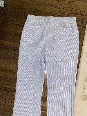 Vineyard Vines Mens Seersucker Dress Pants Size 34 X 34 Blue White 34x34 Cotton • $11.99