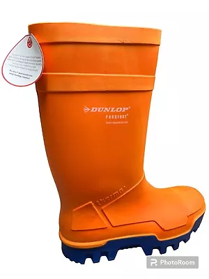 Dunlop Purofort + Full Safety /Thermo Orange Wellies - Size 7-12 UK FREE POSTAGE • £88.95