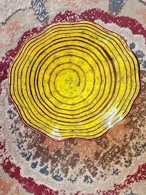 Viz Art Glass Wall Art Yellow Swirl. Beautiful Ruffled Edge Wall Ceiling Scone.  • $349.99