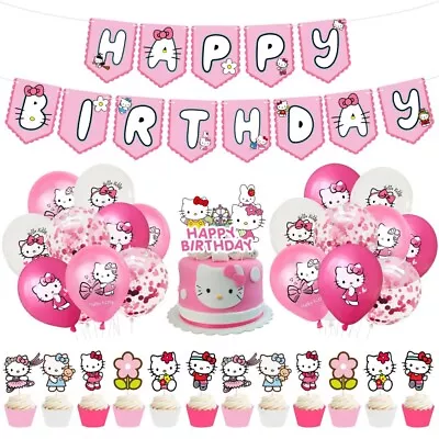 Hello Kitty Birthday Decorations Cake Topper Balloons Banner Kids Party Supplies • $9.99