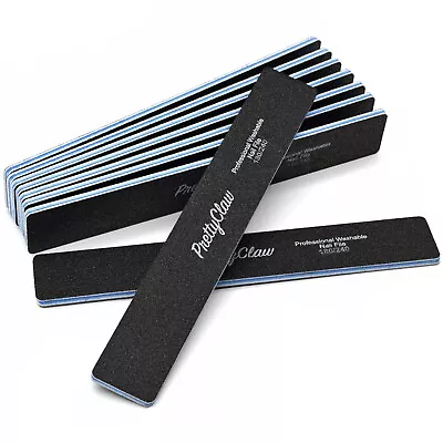 10pc Professional Nail Files Acrylic File Rectangle Black Jumbo File 180/240 • $8.75