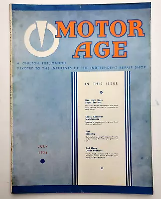 Vintage Motor Age JULY 1936 Automobile Magazine - Shock Absorber Maintenance  • $25.11