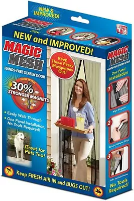 Screen Door Magic Mesh Hands Free Magnetic 83  X 37  Black • $13.59