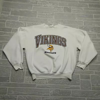 VINTAGE Logo Athletic Minnesota Viking Sweatshirt Adult Large Crewneck Fleece • $27.44