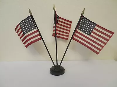 Vintage BETTS Plastics Desktop Flag Stand Holder W Three 6  X 4  American Flags • $9