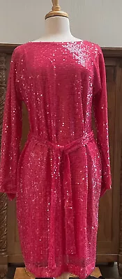 Women’s BEAUTIFUL  Vicky Tiel Pink Sequin Dress Size Small NEW! • $99