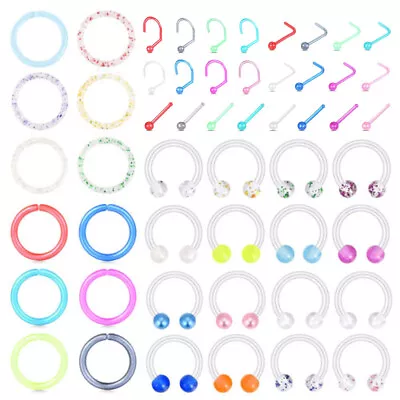 Piercing Kit Bioflex Nose Hoop Ring Lip Tongue Tragus Cartilage Studs 16G 20G US • $3.59