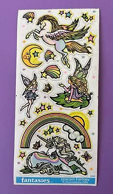 Vintage 1982 Illuminations Fantasies Unicorn Fantasy Sticker Sheet • $14.98