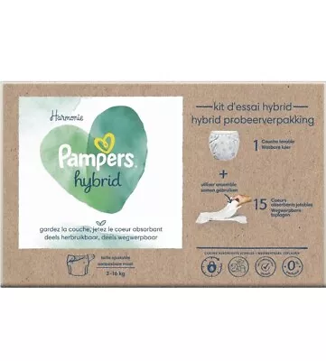 Pampers Harmony Hybrid 1 Washable Diaper Test Kit + 15 Disposable • £13.99