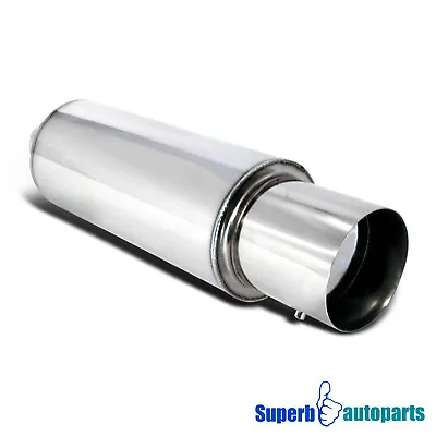 For 4  Flat Tip N1 Style Loud & Deep Stainless Steel Muffler Exhaust+Silencer • $32.38