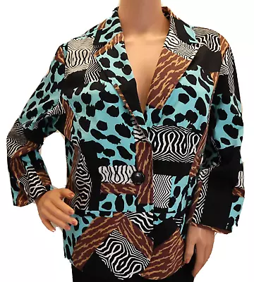 Erin By Erin London Women's Multi Color Animal Print Lightweight Jacket  Size XL • $19.98