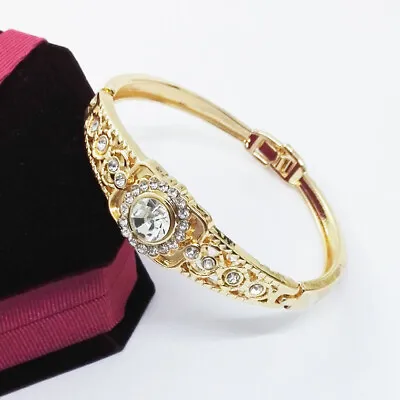 Bracelet Bangle Rhinestone Gifts 18k Gold Fashion Cuff Crystal Wholesale Plated • £4.30