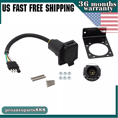 Flat 4 Pin To 7 Way For RV Trailer Plug Adapter Tow Truck Light Wire Connector • $11.08