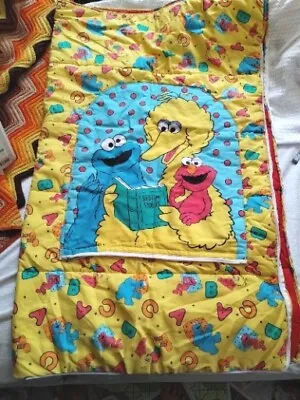 Vtg Sesame Street Toddler Kids Sleeping Bag Elmo Cookie Monster Big Bird Pocket • $14.54