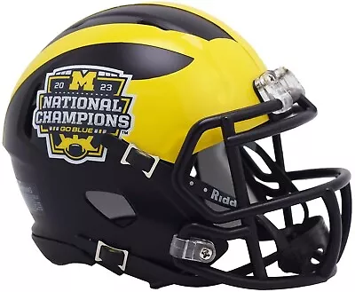 Michigan Wolverines 2023 National Champions Ncaa Speed Mini Football Helmet • $44.99