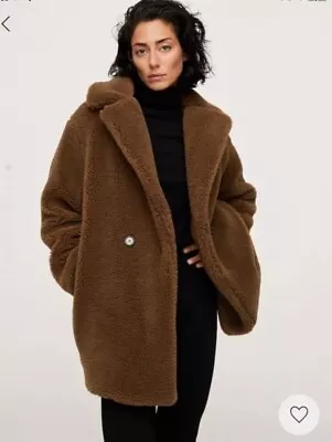 Mango Faux Sheariing Oversized Teddy Coat Brown Size M • £10