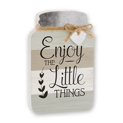 Wood Mason Jar Sign - “Enjoy The Little Things” Size 5”x8”x1.25” • $3