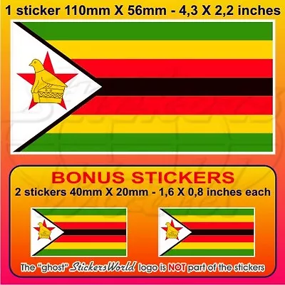 ZIMBABWE Flag Africa Rhodesia Vinyl Bumper Sticker Decal 110mm(4.3 ) X1+2 BONUS • $4.26