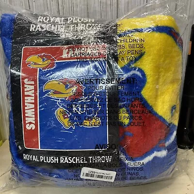 Kansas Jayhawks 50  X 60  Plush Raschel Signature Throw NCAA Northern Group • $40