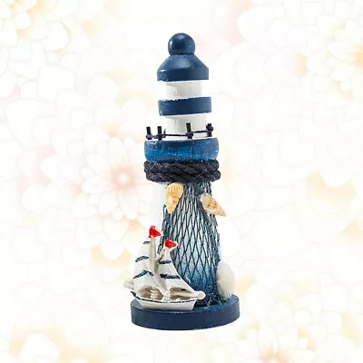  Lighthouse Model Adornment Table Decor Nautical Centerpiece Miss Wooden Mini • £8.55