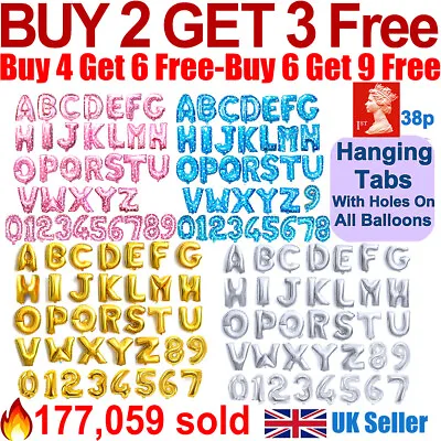 £1.49 • Buy Gold & Silver 16  Alphabet A-Z Letter Number Foil Balloons NAME PARTY WEDDING