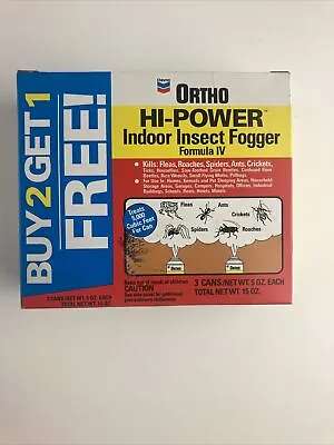 Vintage Chevron Ortho HI-POWER Indoor Insect Fogger Formula IV 3 Cans 5 Oz NOS • $30