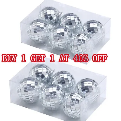 £3.42 • Buy 12 Glitter Lighting Christmas Balls Decoration Tree Disco Party Mini Mirror Ball