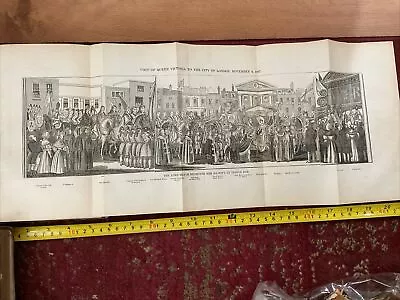 Antique Print 1837 - Queen Victoria - Visit To City Of London - LARGE Fold Out • $18.67