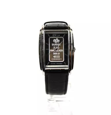 Daniel Steiger 9347S-M Fine Silver Ingot Watch W/ Black Leather Band • $179