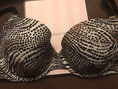 Victoria Secret Biofit Uplift Demi Bra 34DD Leopard Bling Rhinestone Animal Sexy • $19.99