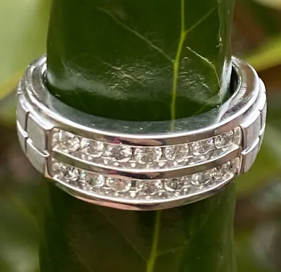 Channel-Set Diamond Vintage Ring Size 9 10K White Gold Fine Estate Jewelry • $1700