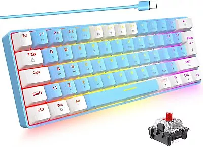 60% Compact Wired True Mechanical Gaming Keyboard 61 Keys RGB Backlit For PC PS4 • $46.99