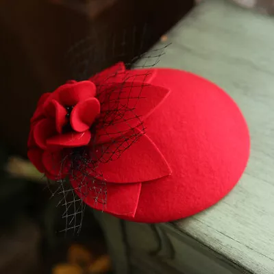 Royal Fascinator Cap Headpiece Clip Wedding Pillbox Hat Mesh Veil Party Hat Hot • £19.99