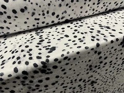 Soft French Terry  Loopback Jersey Fabric Per Metre - Dalmatian Print - Grey • £6.99