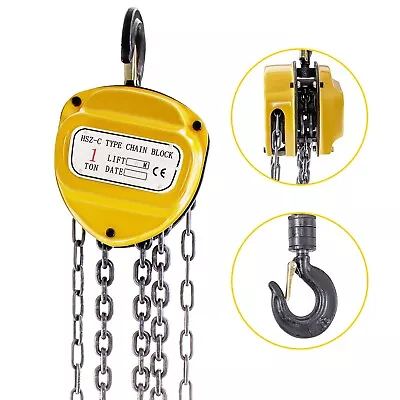 VEVOR Ratchet Chain Hoist Chain Block Hoist 1ton Manual Chain Block W/ 6m Chain • £37.19